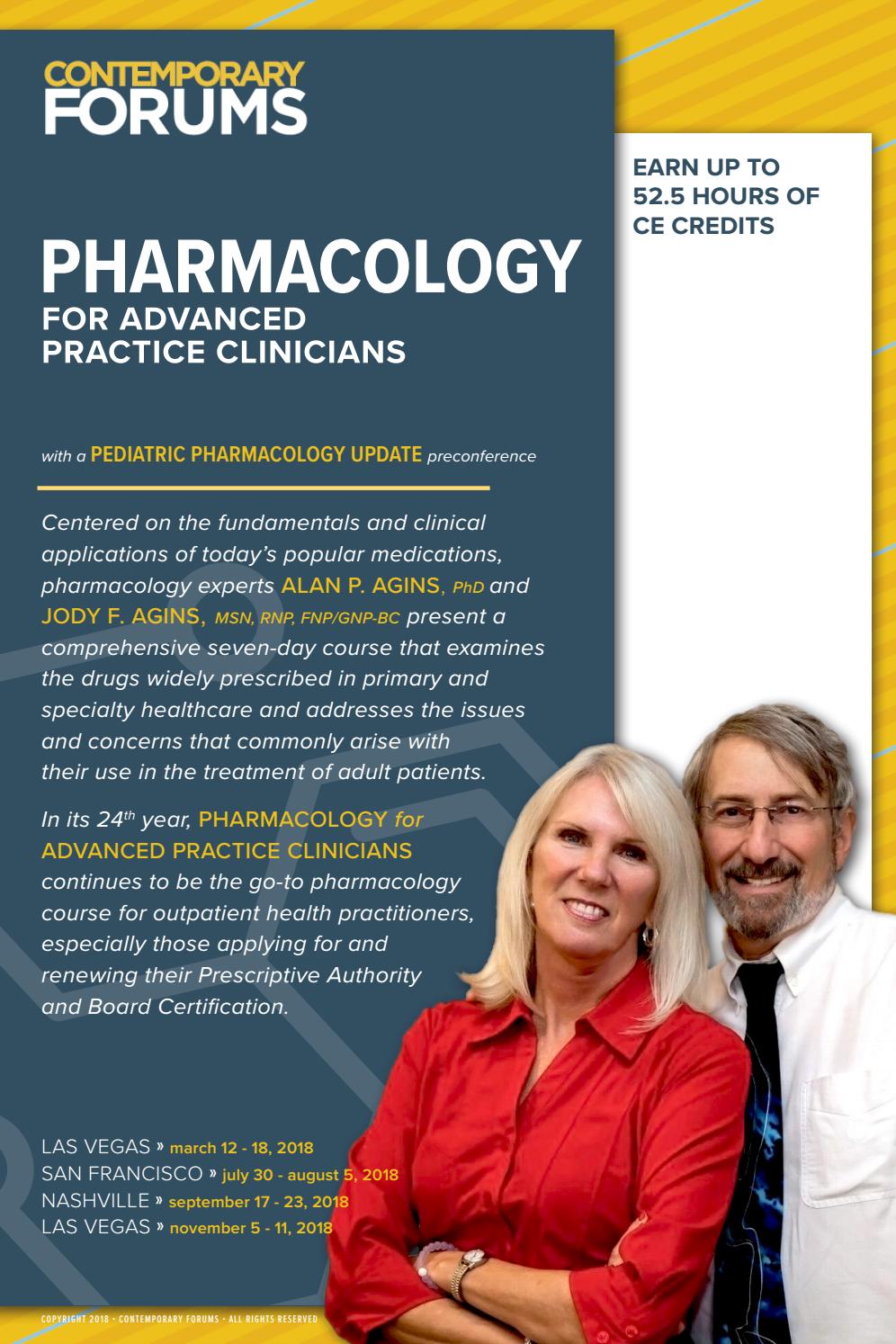 Contemporary Forum Pharmacology for Advanced Practice Clinicians 2018